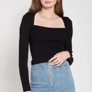 Emory park Black square neck neck long sleeve pit 17” plus stretch